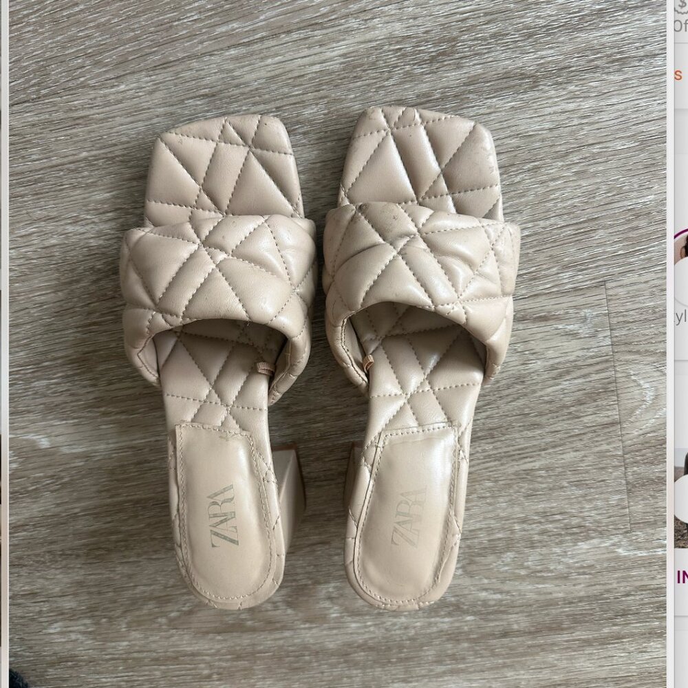 Zara Quilted Puffy Block Heel